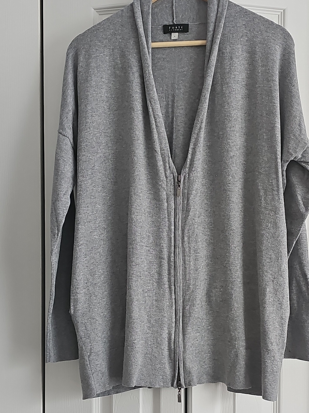 Forte Cashmere Gray Cashmere Knit Top